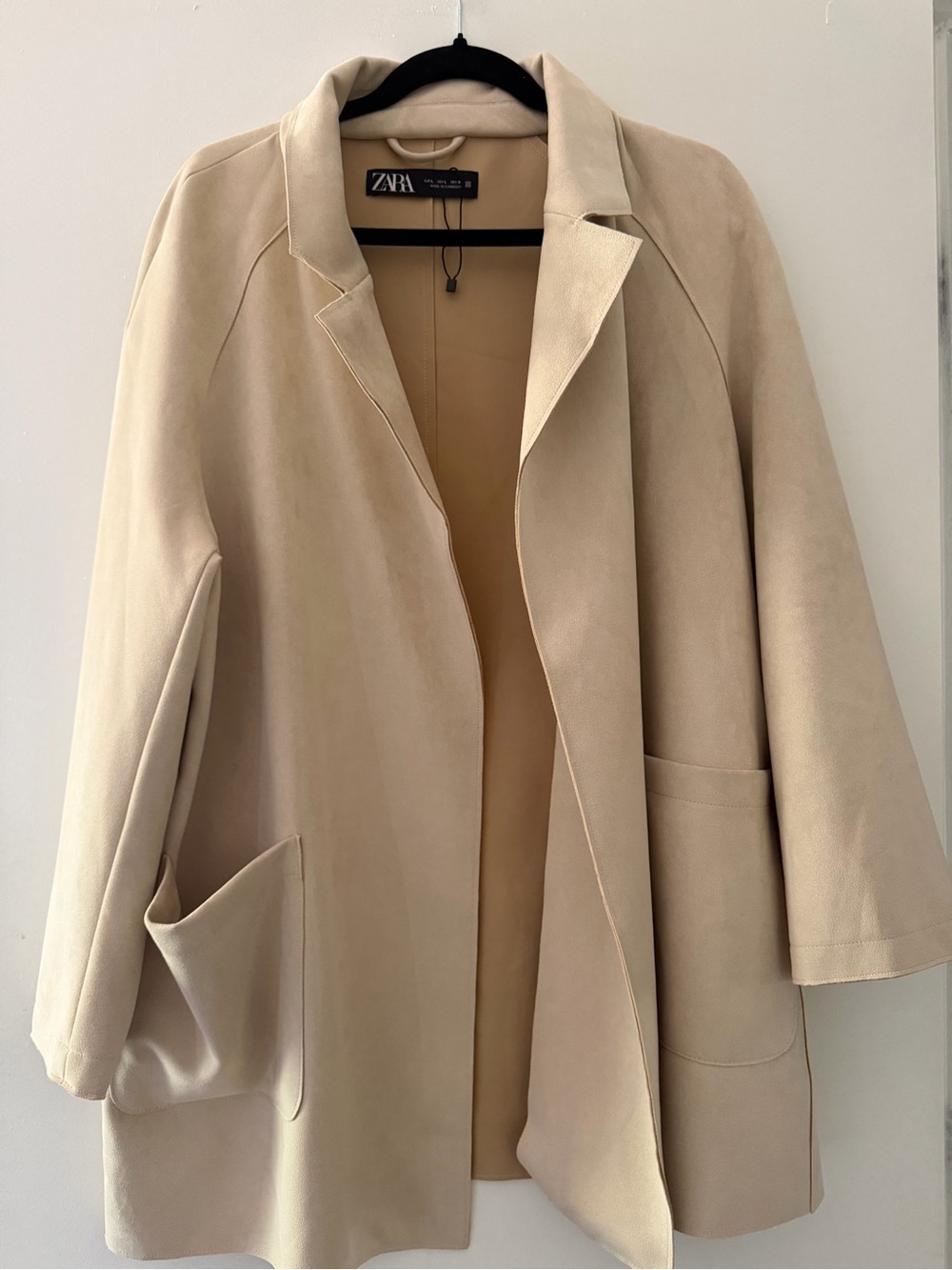 Zara Beige Open-Front Blazer Coat